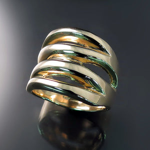 wide statement ring in solid gold