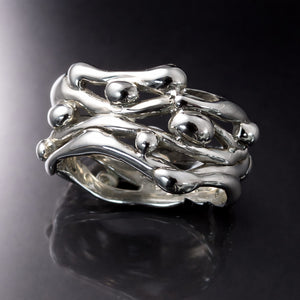 wide white gold statement ring unique organic design