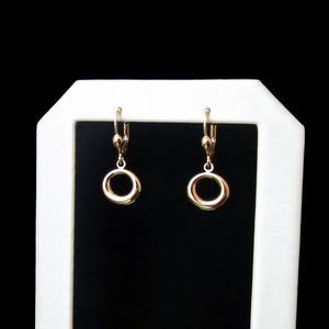 yellow gold circle drop earrings
