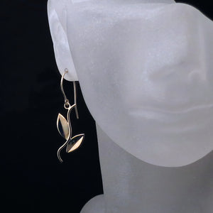 yellow gold earrings leaf vine dangle nature jewelry