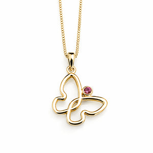 yellow gold pink sapphire butterfly pendant or necklace