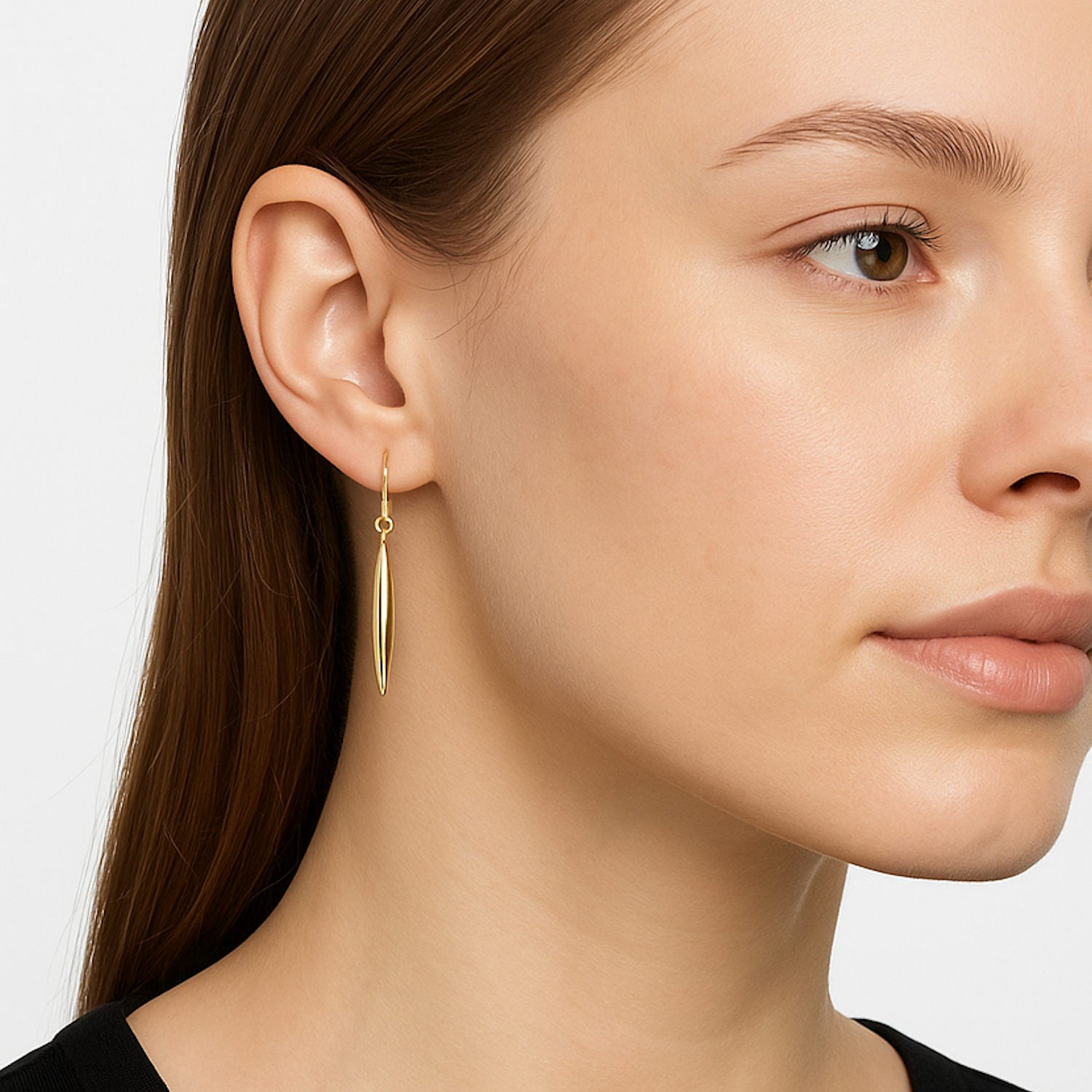 yellow gold spear earrings