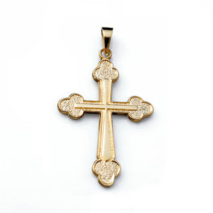 yellow gold trefoil orthodox cross pendant