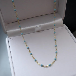 yellow gold turquoise bead chain