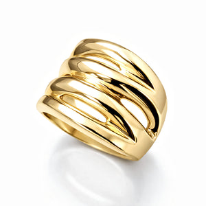 yellow gold wide statement ring zebra pattern