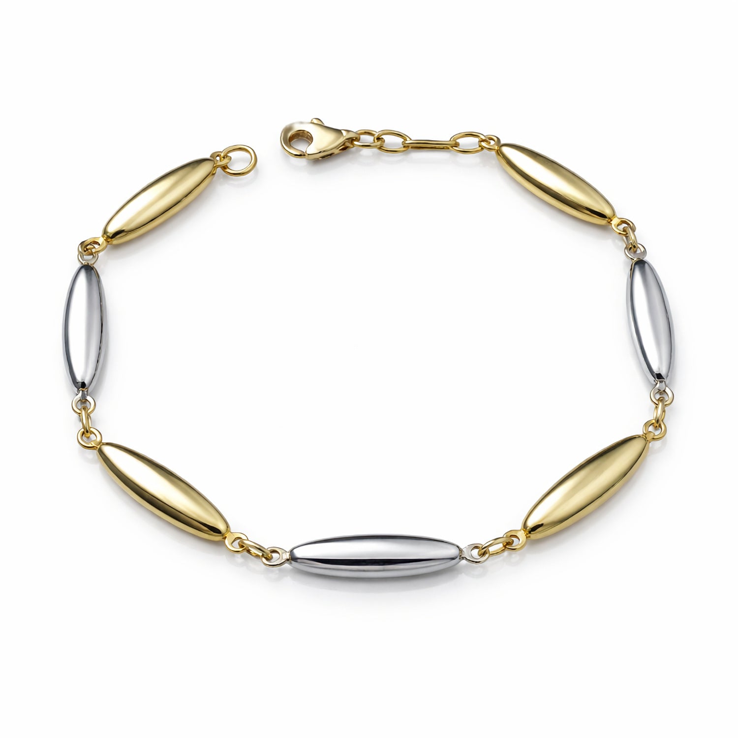 modern minimalist oblong link two tone gold bracelet