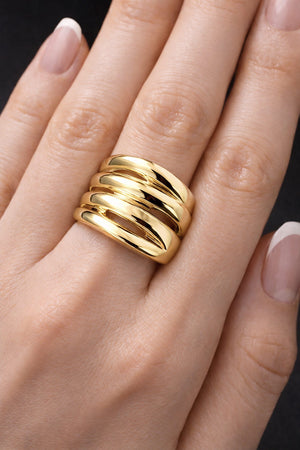 zebra pattern chunky wide gold statement ring