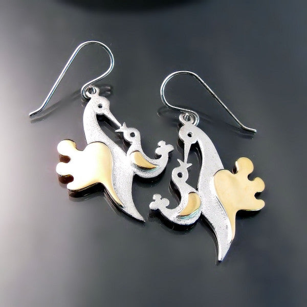Mother's Day Jewelry: Baby bird and Mama bird earrings