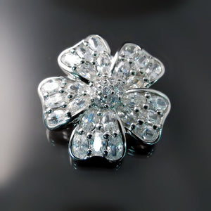 CZ Flower Brooch - Cubic Zirconia Bridal Jewelry