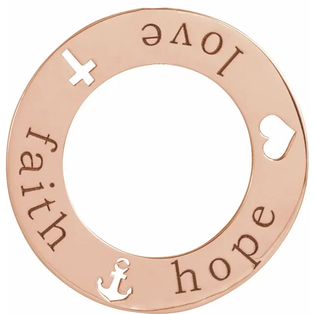 Faith Hope Love Pendant in Rose Gold