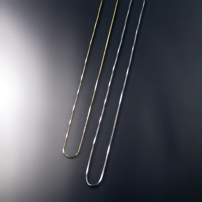 fine box link chains in 14K gold N109