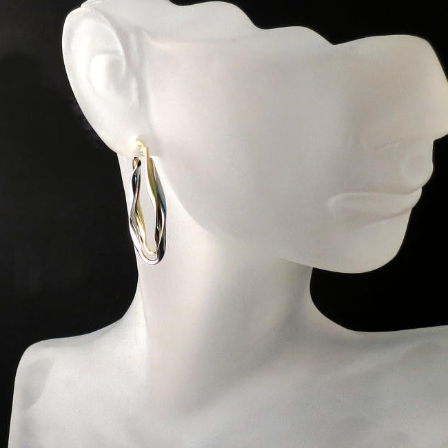 gold jewelry two tone hoop earrings