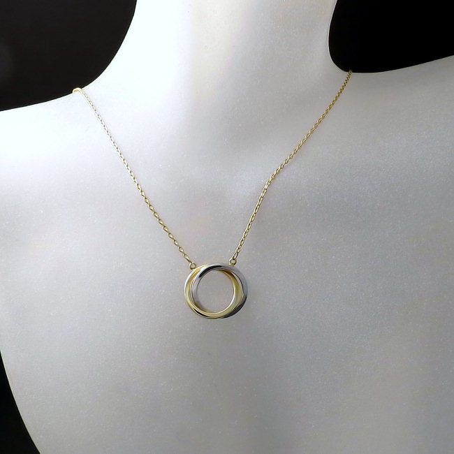 jewelry two tone circle pendant necklace
