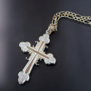 large serbian cross necklace in gold