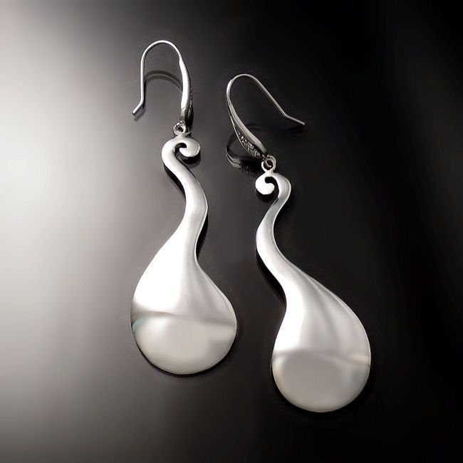 Long Silver Statement Earrings