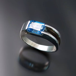 Modern Blue Topaz Ring Sterling Silver