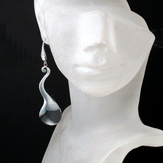 Long Silver Statement Earrings
