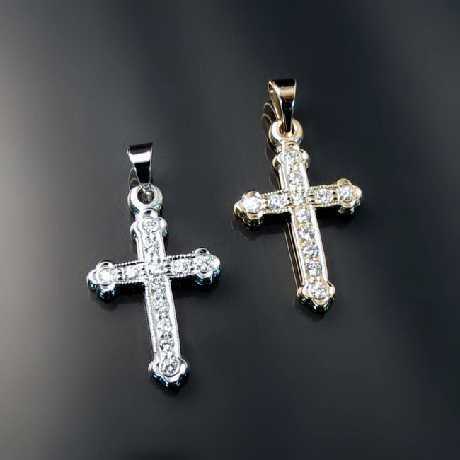 Baptismal Orthodox crosses with diamonds