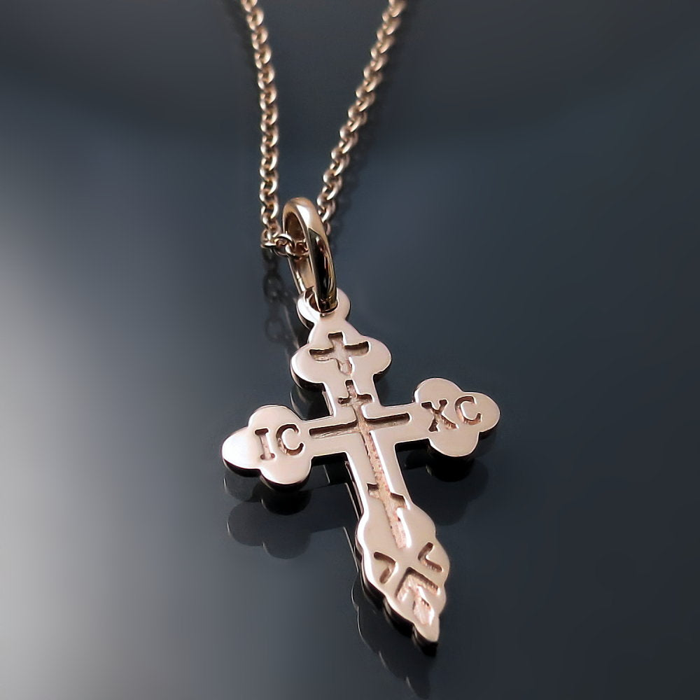 Rose Gold Orthodox Cross Zoran Designs