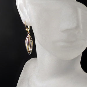 Two Tone Gold Dangle Earrings