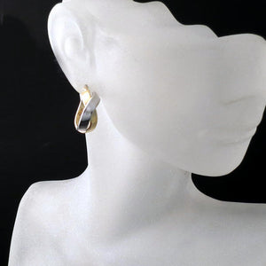 modern two tone gold hoop earrings