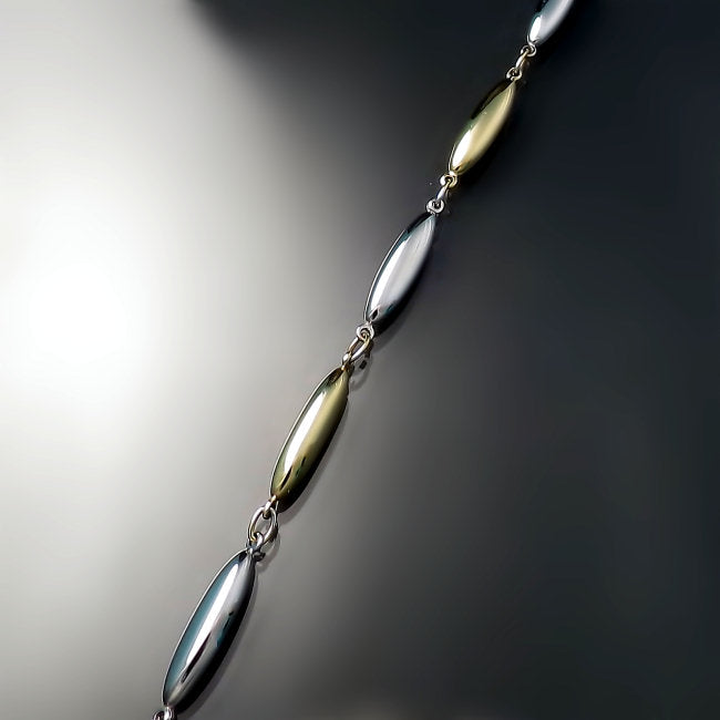 Gold jewelry two tone link bracelet