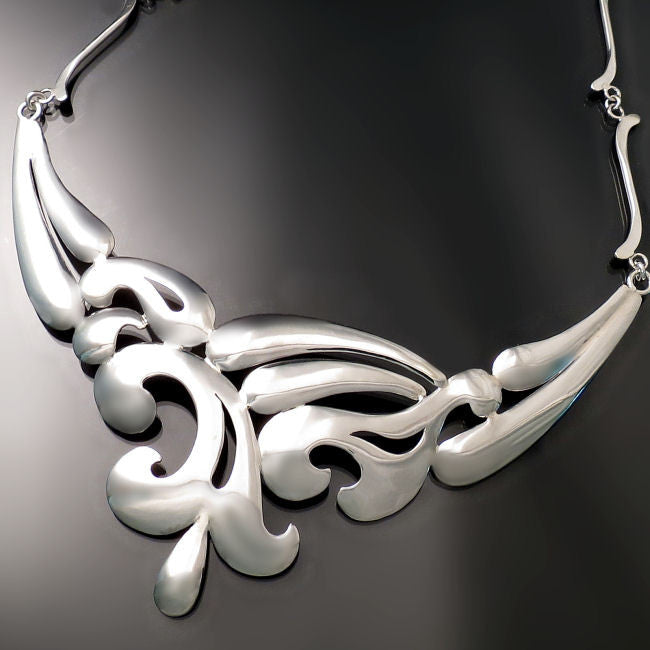 Unique silver statement necklace