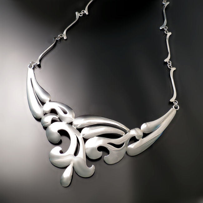 Unique silver statement necklace