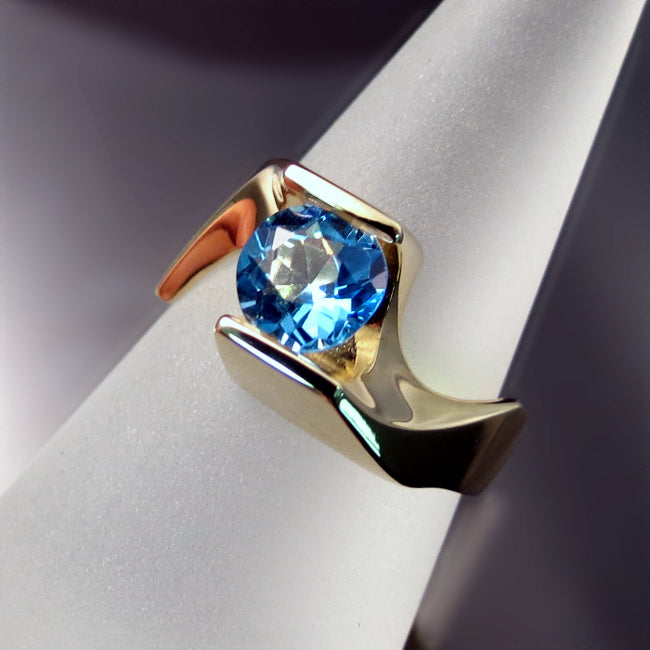 Yellow Diamond And Blue Topaz Ring