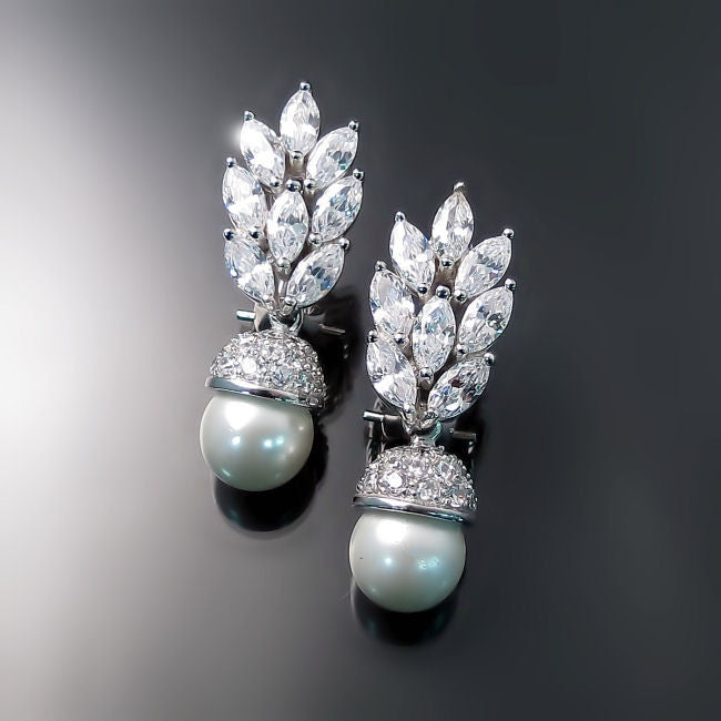 Glam Vintage Inspired Fancy Earrings - Bridal and Evening CZ