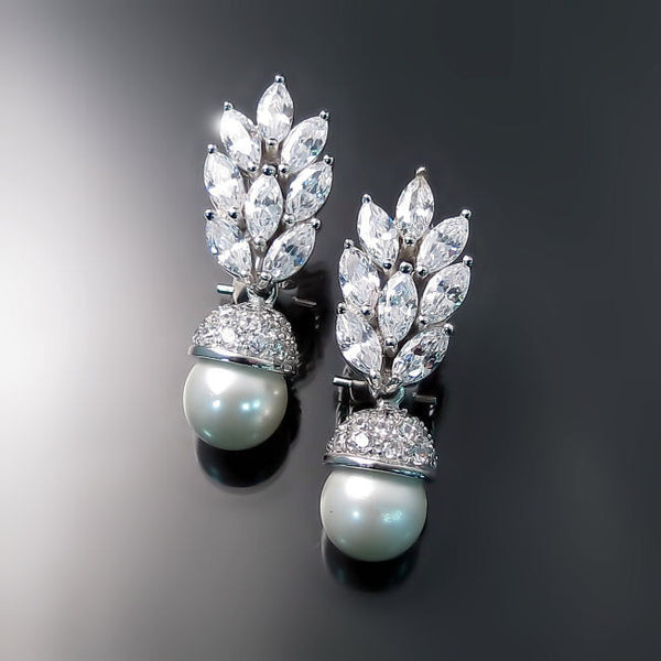 Glam Vintage Inspired Fancy Earrings - Bridal and Evening CZ