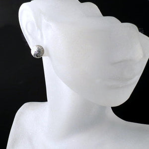 white gold dome stud earrings