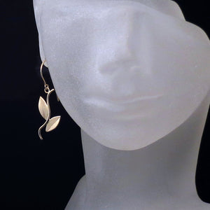Yellow Gold Vine Design Earrings